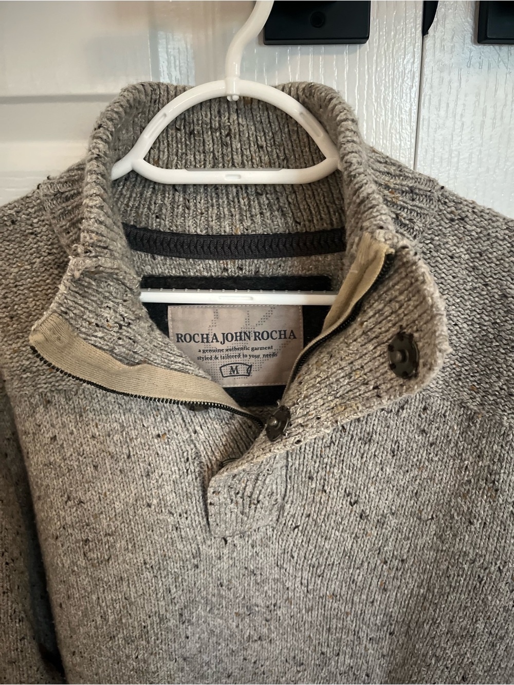 Rocha John Rocha Men’s Grey Flecked Quarter Zip Knit Sweater Size M